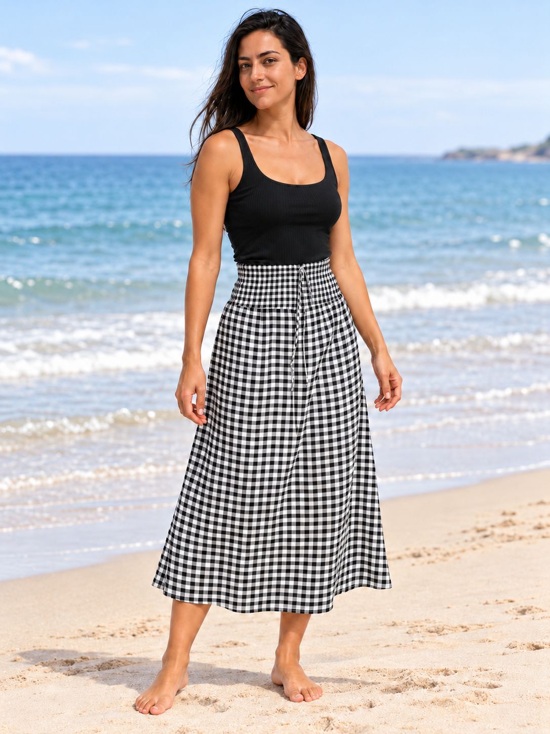 Indoblu - LLS - Ladies Flowy Skirt - Checks - Hitman