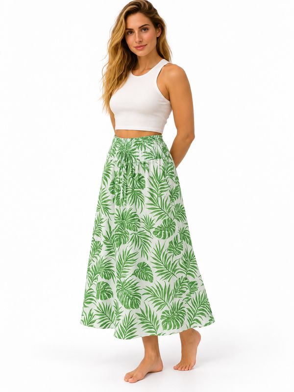 Indoblu - LLS - Ladies Flowy Skirt - Leafs - Green