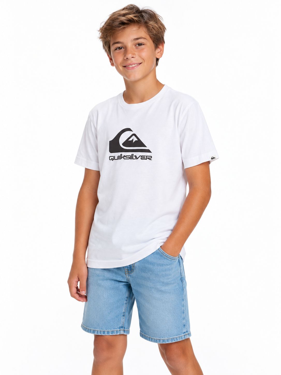 Quiksilver - Youth - Corp Logo Boys SS - White, Sizes: 8