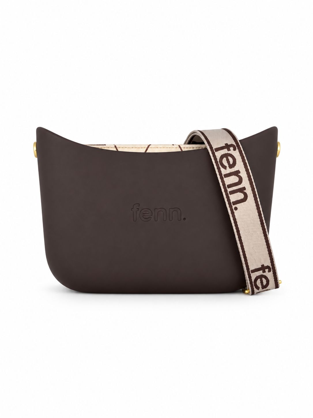Fenn - Messenger Bag-Chocolate-Pattern Inner-Gold Zip