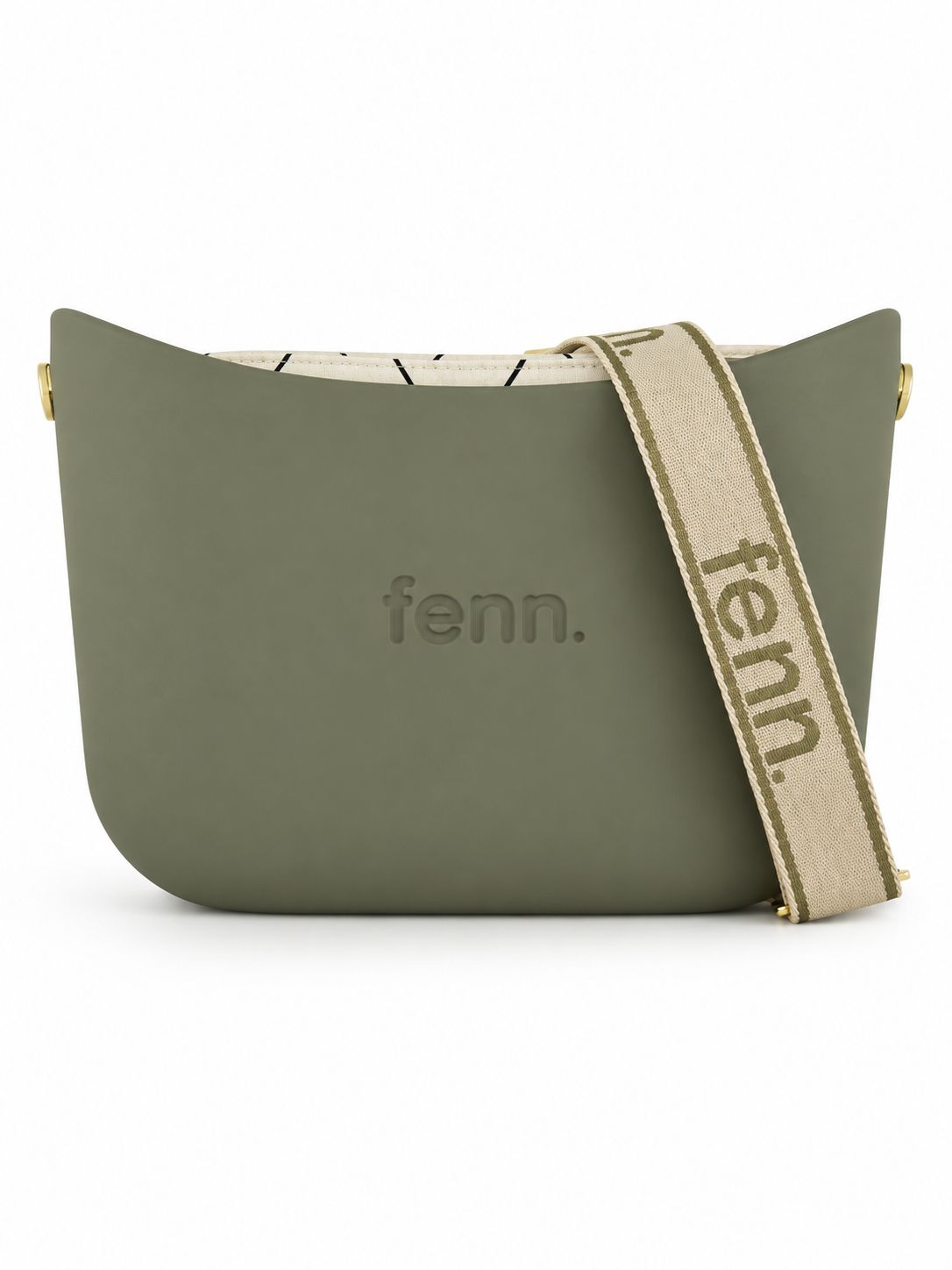 Fenn Messenger Bag-Watercress-Pattern Inner -Gold Zip-Adjustable Canvas Strap