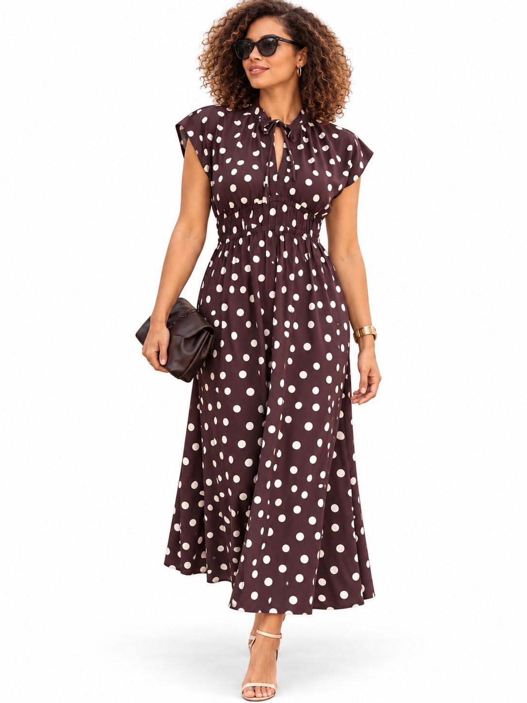 Jo Champ - Chocolate Polka Dot Dress, Sizes: 32