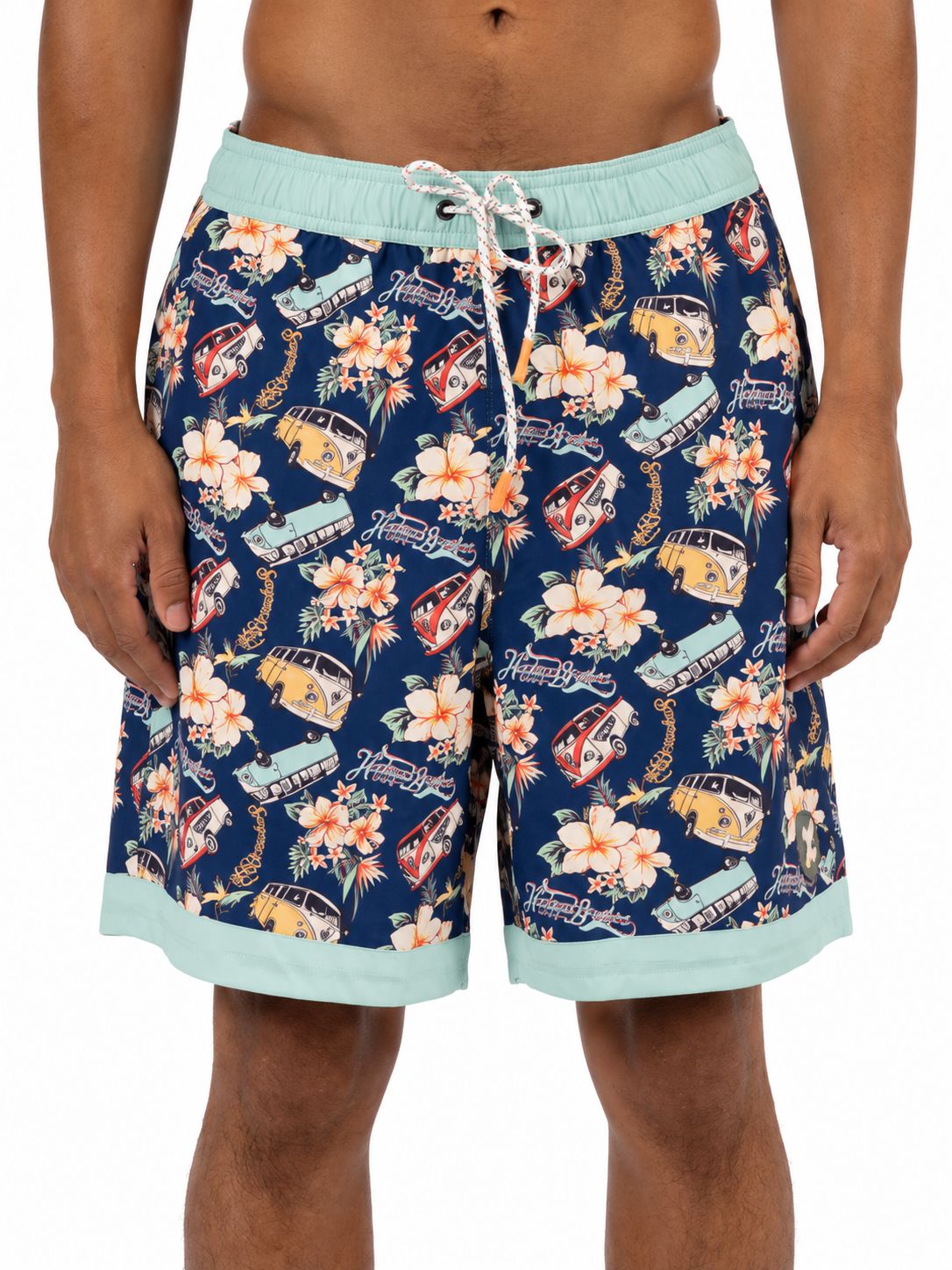 Homes - Navy vintage camper swim shorts, Sizes: S