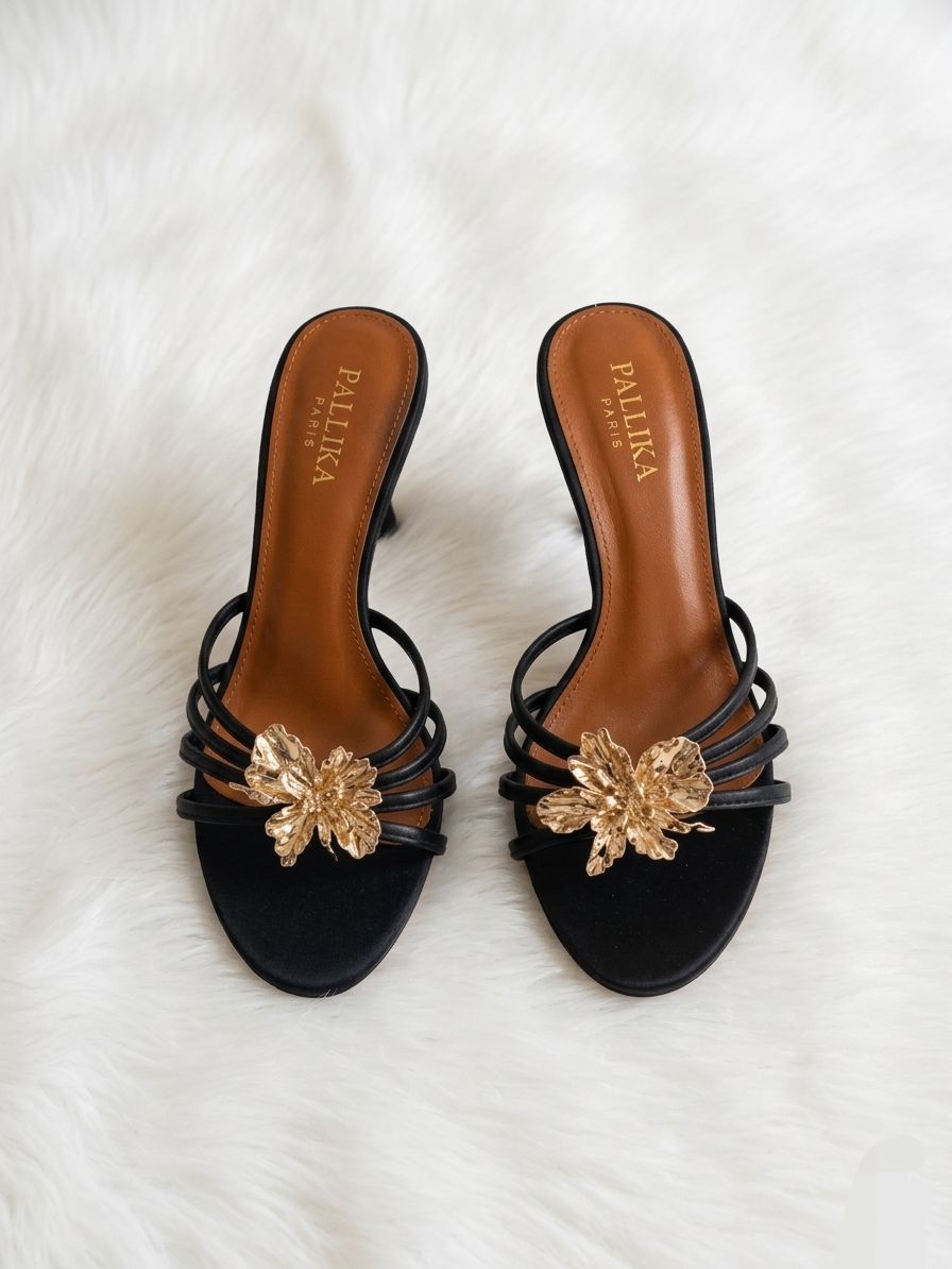 Escarpins noir boucle dorée