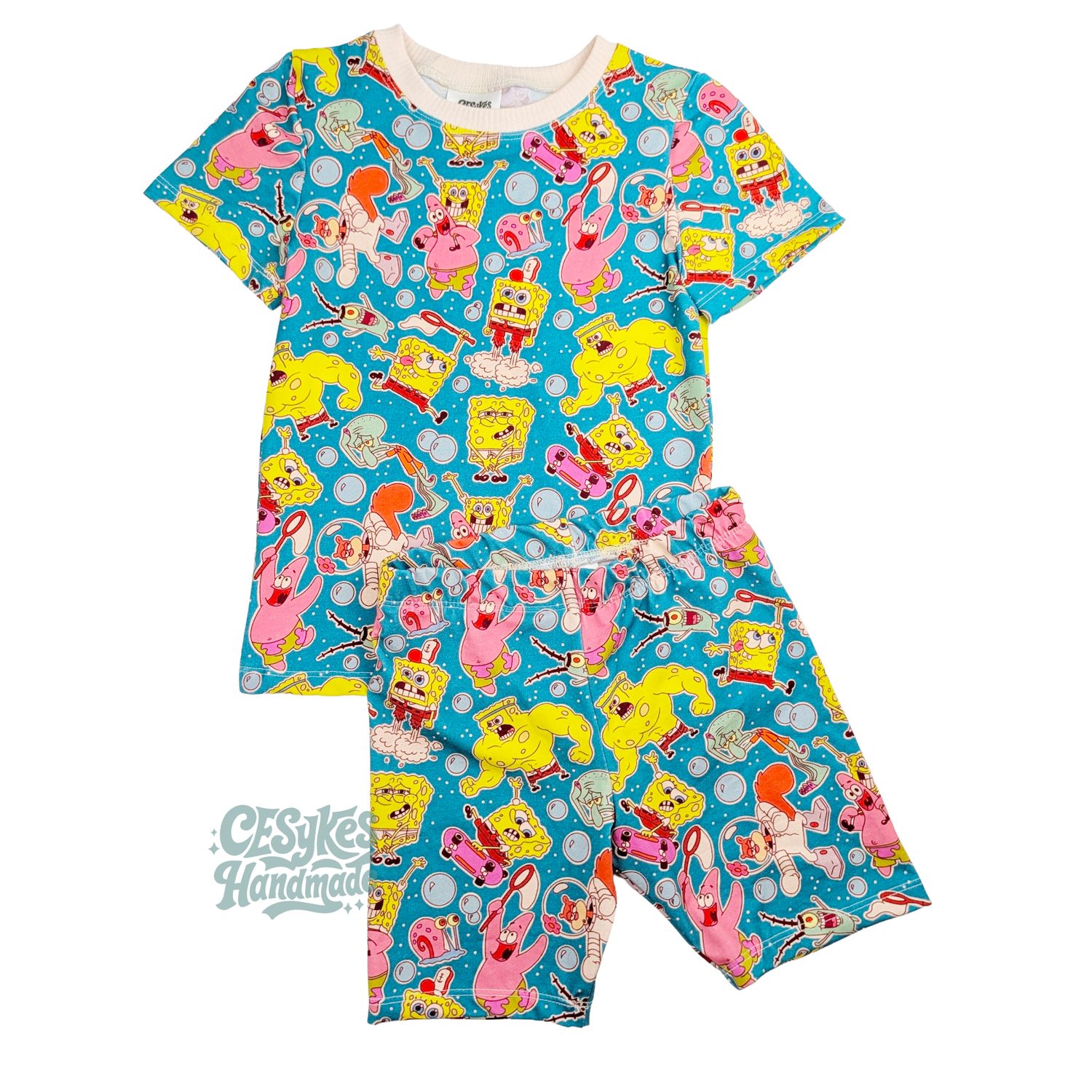 Yellow Sea Sponge Cartoon Pajama Set