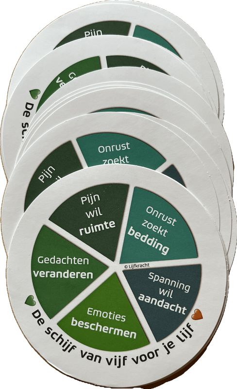 Set van 10 stickers 'De schijf van vijf voor je lijf'