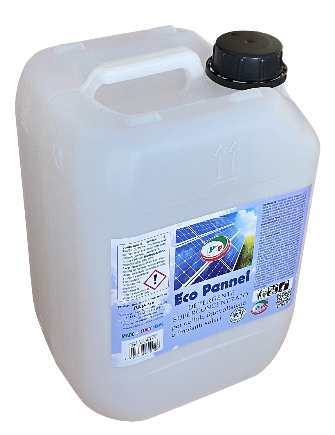 Detergente per Pannelli Fotovoltaici Ecologico Superconcentrato. Pip Eco Pannel TK. UN KG.4,7