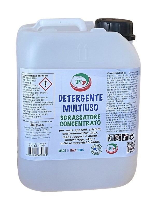 Detergente Multiuso Sgrassatore Concentrato Pip TK. UN LT. 5