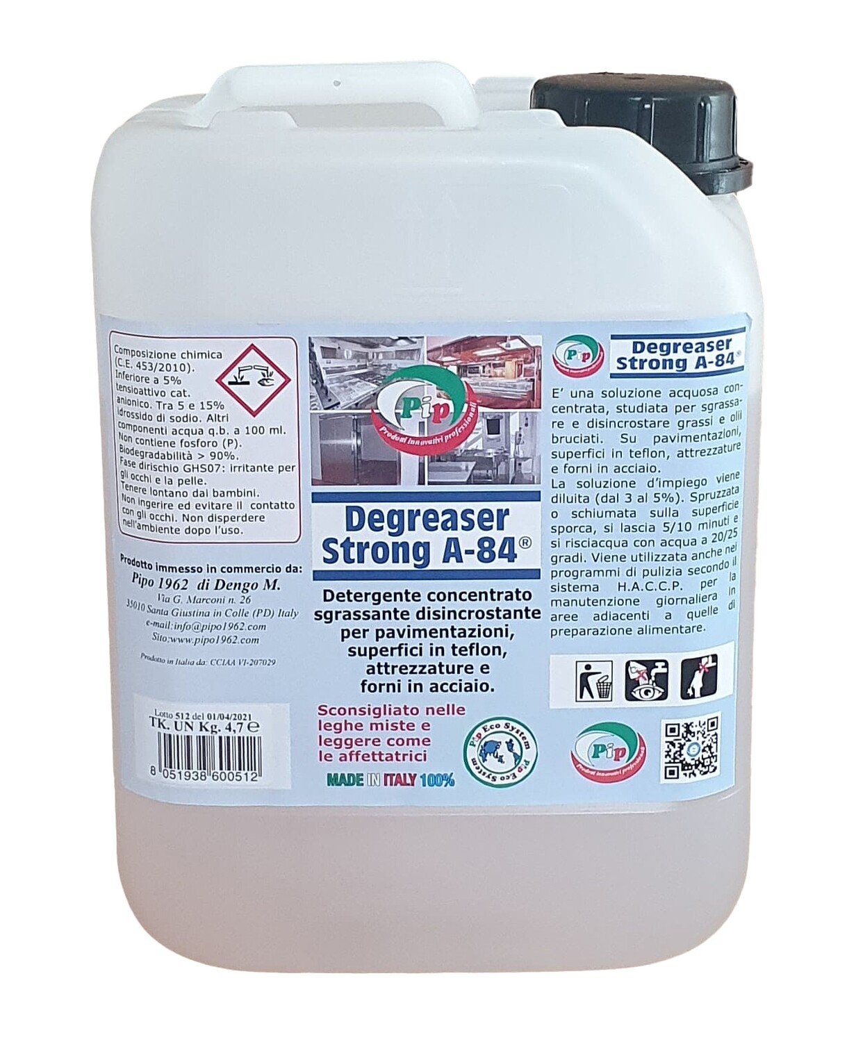 Detergente Sgrassante Disincrostante Pip Degreaser Strong A-84  TK. UN  KG. 4,7