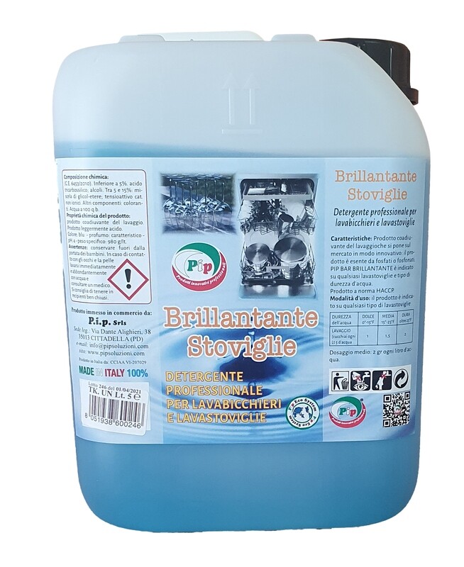 Brillantante Stoviglie Professionale, Pip TK UN T.5 LT.5