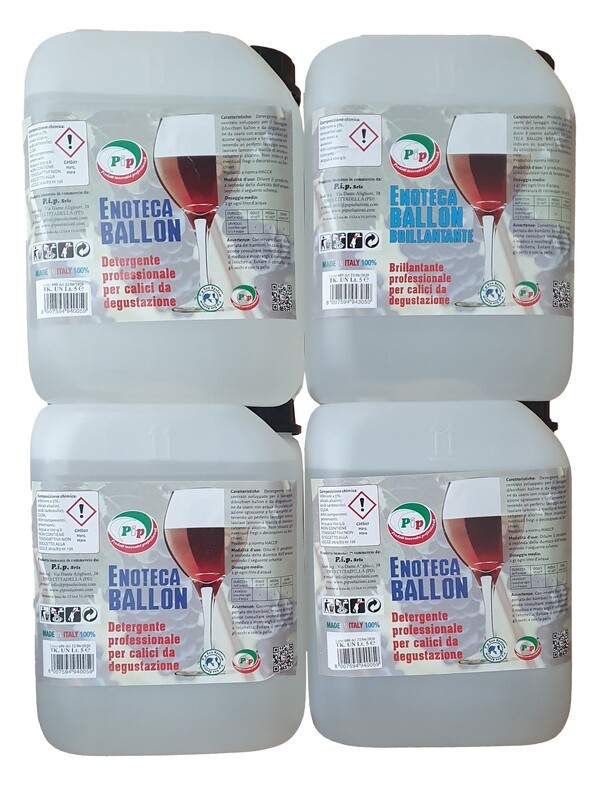 PIP Ballon Detergente Lavabicchieri Enoteca + Brillantante Lavastoviglie Ballon, Set 1+1 TK T5, Additivo Lavastoviglie, Anticalcare, HACCP, Specifico Bicchieri Ballon
