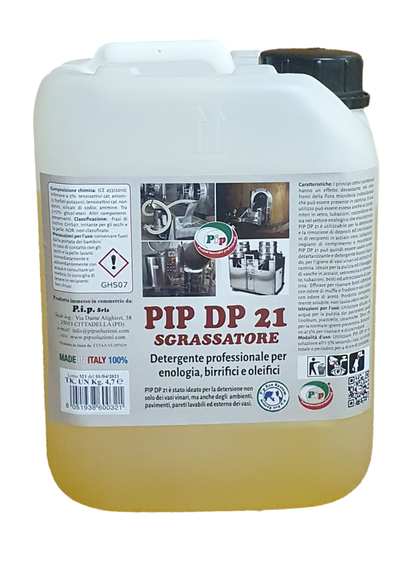 Sgrassatore professionale per Impianti di: Enologia, Birrifici e Oleifici. Pip DP 21 TK. UN LT.5