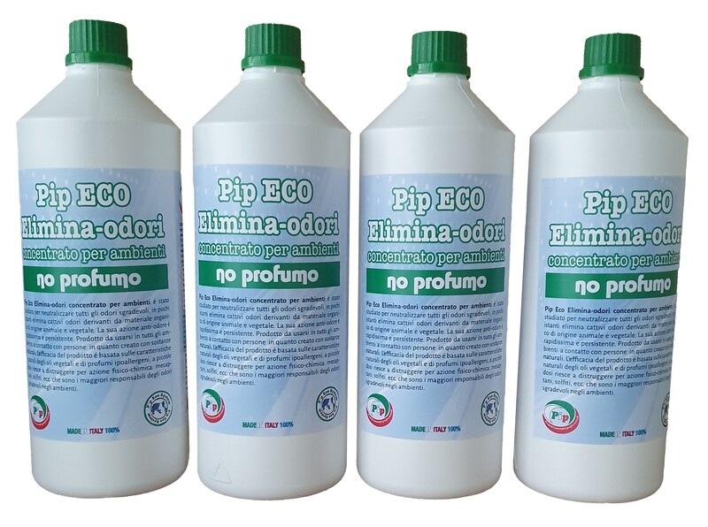 Elimina Odori Eco concentrato NO-PROFUMO 
Pip Conf. x 2 Flaconi da 1 Litro pari a 20 litri P.uso, Confezione Flaconi LT.1: Conf. x 4 Flaconi LT. 1