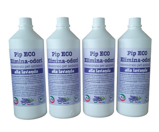 Elimina-odori Disabituante concentrato alla Lavanda Pip conf.
4 FL. LT.1, Pari a 10 Litri di prodotto pronto all&#39;uso + Vapo