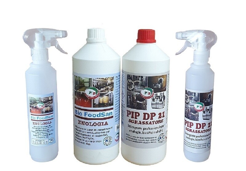 Pulizia e Sanificazione per impianti di Spinatura e Bottiglie Vino. Pip Kit Clean Beverage Midi