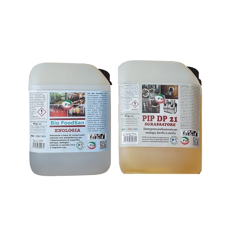 Pulizia e Sanificazione per impianti di Spinatura e Bottiglie Vino. Pip Kit Clean Beverage Maxi