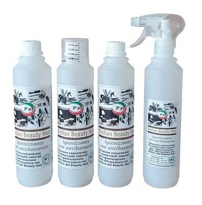 Detergente Igienizzante con Antibatterico Pip BioSan Beauty Hair 3-FL. LT.0,5 + Vapo pari a 50 Litri P.Uso
