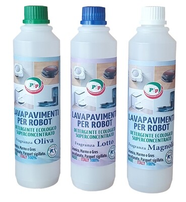 PIP Detergente Lavapavimenti per Robot, Conf. da 3 FL. ml. 500, Soluzioni innovative concentrate con Igienizzante, non richiedono risciacquo, compatibili per tutti i tipi di Robot