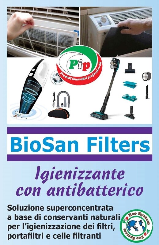 Pip BioSan Filters Igienizzante con Antibatterico 2 FL. LT.1 + vapo pari a 64 Litri P.Uso