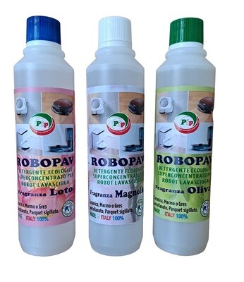 ROBOPAV PIP (NUOVO) Detergente Pavimenti per Robot e Lavasciuga, Concentrato con Igienizzante, Senza Risciacquo, Multisuperfice, Compatibile per tutti i Robot, Kit Profumo Assortito, 3 FL.da ml.500