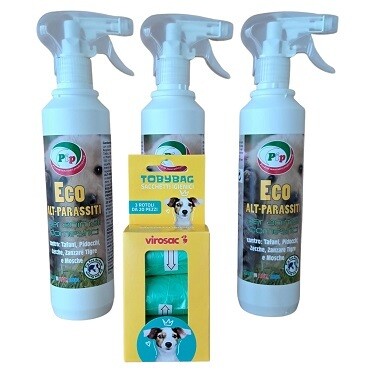Antiparassitario Ecologico per Animali Domestici. Pip Eco Alt-Parassiti n.3 FL. TOBYBAG X 60 Sacchetti OMAGGIO