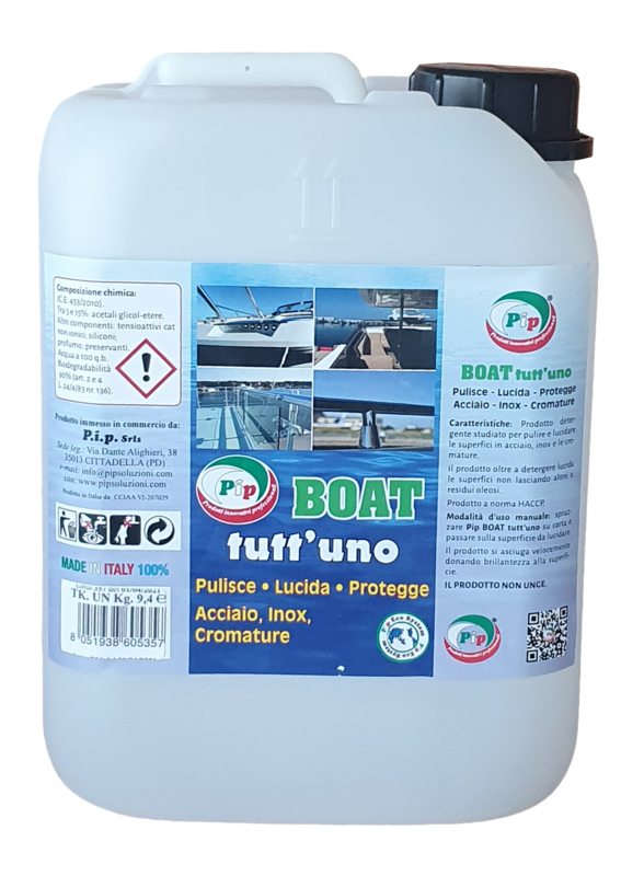 PULITORE LUCIDANTE ACCIAIO- INOX- CROMATURE PIP TUTT’UNO  TK UN LT.5