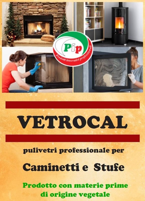 Pip Vetrocal Pulivetri Professionale Ecologico per Caminetti e Stufe Conf.da 2 Flaconi da 1 litro vapo