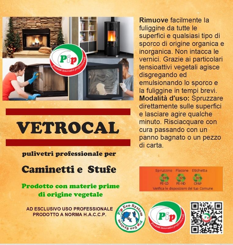 Pip Vetrocal Pulivetri Professionale Ecologico per Caminetti e Stufe Conf.da 3 Flaconi da ml.500 vapo