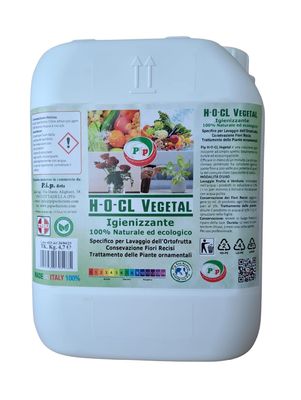 PIP Detergente Igienizzante 100% Naturale ed Ecologico Superconcetrato H-O-CL Vegetal, TK. UN. LT.5 - Specifico per il lavaggio dell'ortofrutta, conservazione fiori recisi e piante ornamentali.