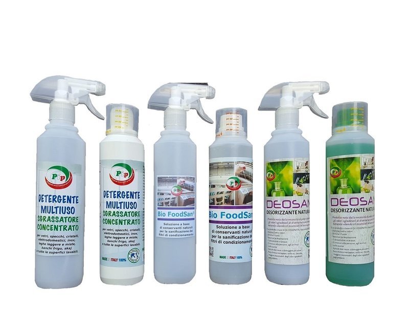 Pulizia, Sanificazione e Deodorizzazione di: Auto, Camper e Pullman. Pip 3 Automotive:  , Kit Ecologico composto da 3 soluzioni concentrate ml.500 + Vapo, pari a 36 litri di prodotti pronto all&#39;uso.