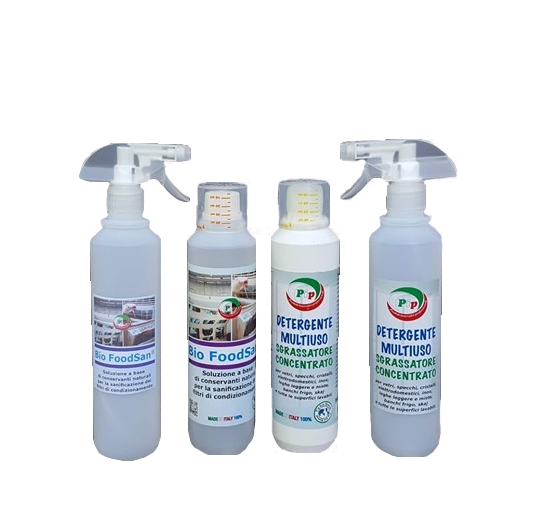 Pulizia e Sanificazione di Auto, Camper e Pullman. Pip 2 Automotive Kit Ecologico composto da 2 soluzioni concentrate ml.500 + Vapo, pari a 26 litri di prodotti pronto all&#39;uso.