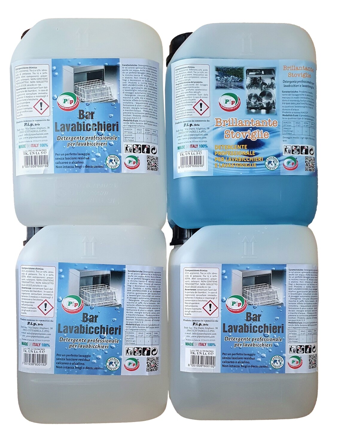 Pip Bar Detergenti e Brillantante per Lavabicchieri Bar Kit 3+1 TK T5