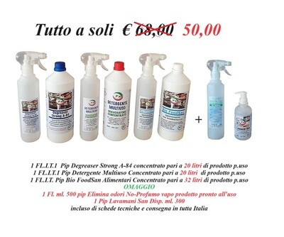 Pip Tris H.a.c.c.p. Midi. 3 Soluzioni  da 1 LT. Concentrate per la Pulizia e l'Igienizzazione pari a 72 Litri di prodotti pronti all'uso + Omaggio