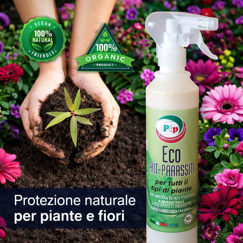 PIP Eco Alt Parassiti, Antiparassitario Ecologico con olio di Neem per Tutti i Tipi di Piante, Fiori e Orto Confezine da 3 FL. ML.500 Vapo