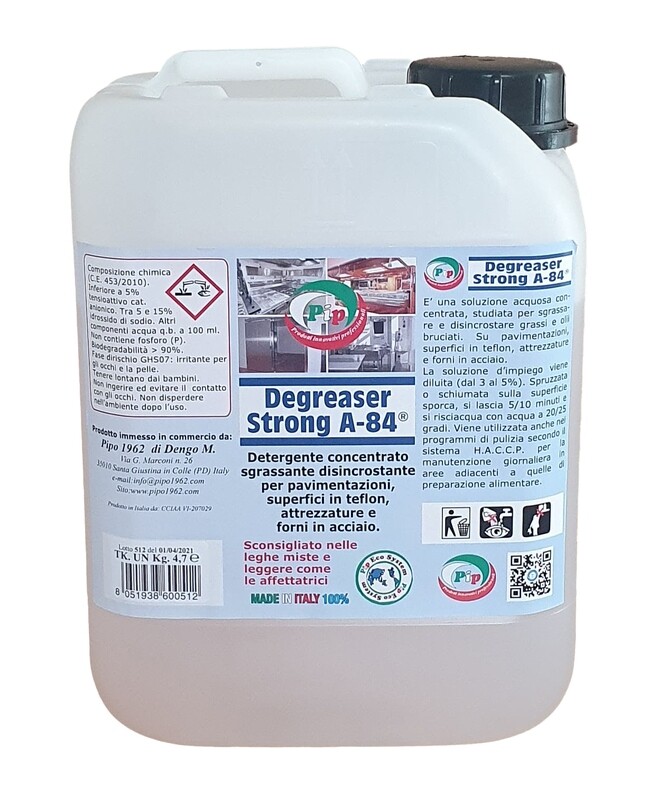 Pip Degreaser Strong A-84 Detergente Sgrassante Disincrostante  TK. UN LT.5 KG.6
