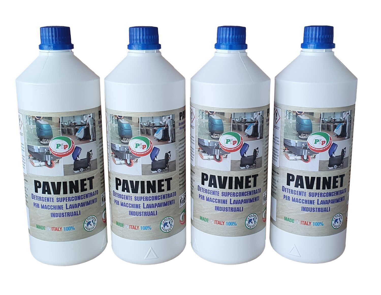 Pip Pavinet Detergente Concentrato per Macchine Lavapavimenti, Robot, TK UN LT..5 = Kg.5,25 Pavimento Industriale, Palestre, Supermercati, Grandi Magazzini. H.a.c.c.p., Taniche  e Flaconi: Flacone LT. 1 x 4