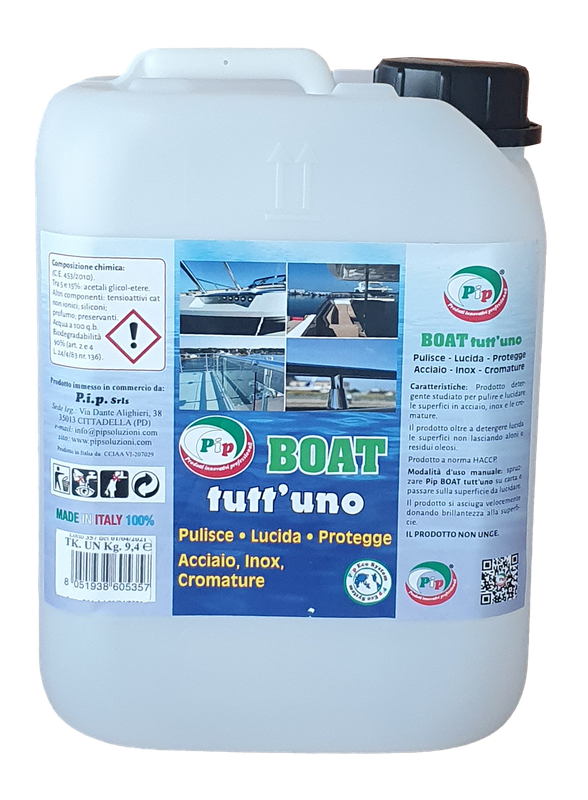 Pip Tutt'Uno Pulitore, Lucidante, Protettore: Acciaio, Inox e Cromature. TK UN LT.5 Pip Tutt'Uno Pulitore, Lucidante, Protettore: Acciaio, Inox e Cromature. TK UN LT.5
