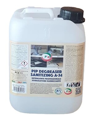 Pip Degreaser Sanitizing A-54 Detergente sgrassatore igienizzante professionale.TK UN LT. 5 Pip Degreaser Sanitizing A-54 Detergente sgrassatore igienizzante professionale.TK UN LT. 5