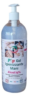 Pip Gel Igienizzante Mani- FL. LT.1 Completo di dosaptore per: Uso personale, Scuola, Ufficio e Negozio.  Alcool 75%.