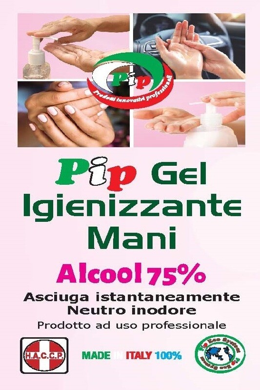 Pip Gel Igienizzante Mani- FL. LT.1 Completo di dosaptore per: Uso personale, Scuola, Ufficio e Negozio. Alcool 75%.