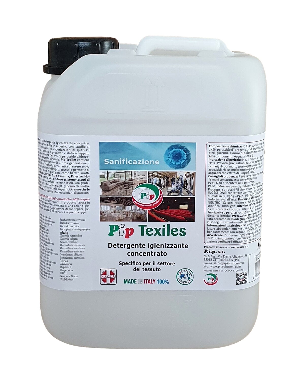 Pip Texiles Detergente Igienizzante per Tessuti. TK. UN LT.5