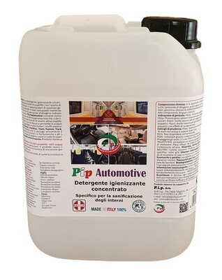 Pip Automotive Detergente Igienizzante Auto, Camper, Pullman.  TK. UN LT. 5 pari a 15 LT. Pronto All'Uso