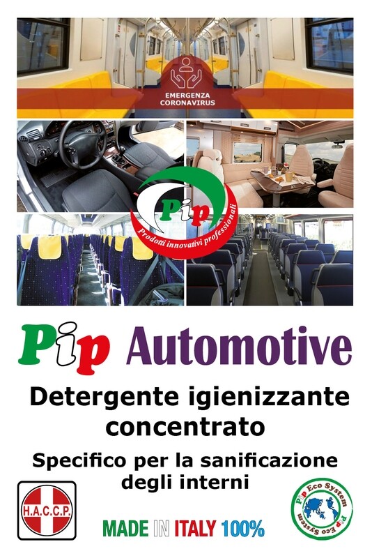 Pip Automotive Detergente Igienizzante Auto, Camper, Pullman. TK. UN LT. 5 pari a 15 LT. Pronto All'Uso