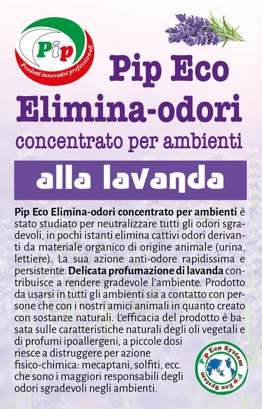 Pip Elimina-odori Disabituante concentrato alla Lavanda Pip conf. 4 FL. LT.1, Pari a 10 Litri di prodotto pronto all'uso + Vapo