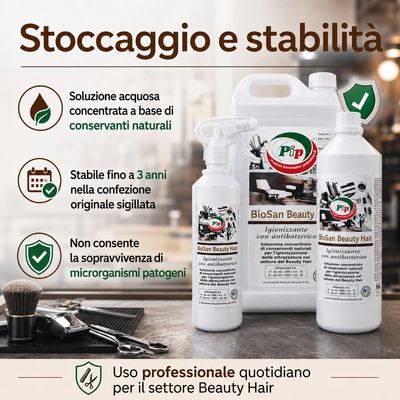 Pip BioSan Beauty Hair Igienizzante Antibatterico per Attrezzature da Parucchieri, Estetiste, Tatuatori. TK UN LT. 5 Pari a 150 Litri di prodotto pronto all'uso