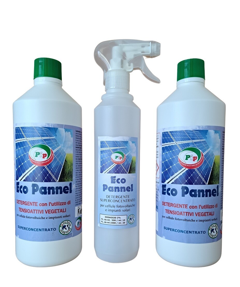 PIP Eco Pannel Concentrato Detergente per Pannelli Fotovoltaici Ecologico, Kit da 2pz x 1L. + Vapo, pari a 200 LT. P.Uso, Consegna Gratuita