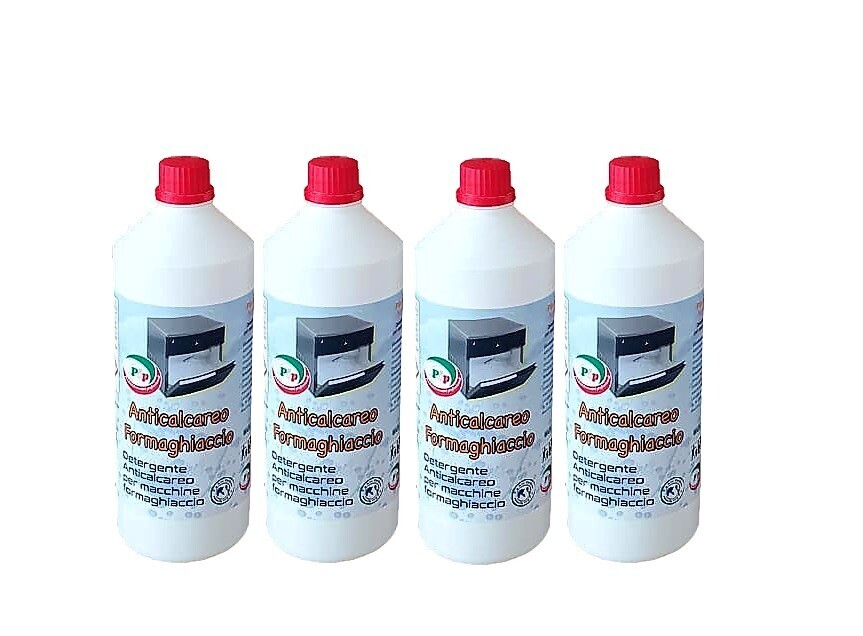 Pip Detergente Anticalcareo Macchina Formaghiaccio,  Disincrostante, Igienizzatore Professionale, Anticalcare, 4 Flaconi da 1 Litro