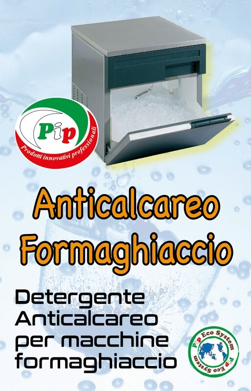 Pip Detergente Anticalcareo Macchina Formaghiaccio, Disincrostante, Igienizzatore Professionale, Anticalcare, 4 Flaconi da 1 Litro