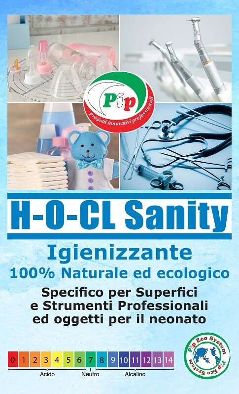 PIP H-O-CL Sanity Detergente Igienizzante 100% Naturale ed Ecologico Superconcetrato, Kit 3FL.da ml.500 + Vapo, Specifico per Superfici, Strumenti Professionali Medici ed Oggetti per il Neonato.