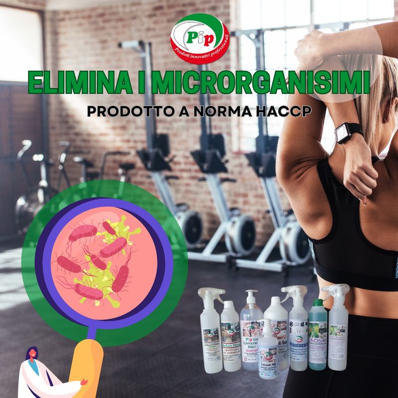 PIP BioSan Fitness, Igienizzante Antibatterico per Strumenti Fitness, No Risciacquo, No Alcolico, a norma HACCP, Naturale, Concentrato 2FL. LT.1 + Vapo, pari a 60 LT. P.Uso